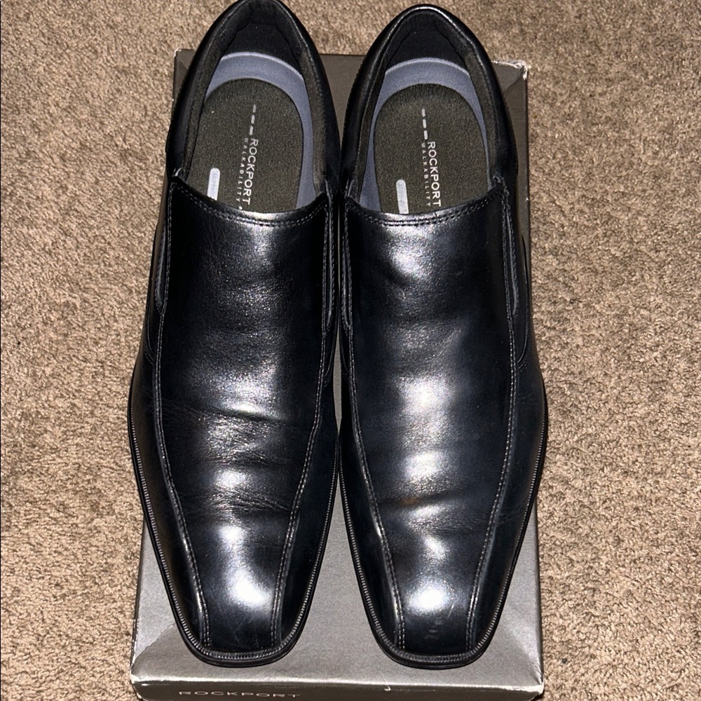 Rockport Men's Shiny Black Slip-On Loafers